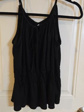 Old Navy Black Sleeveless Tie-Front Peplum Tank
